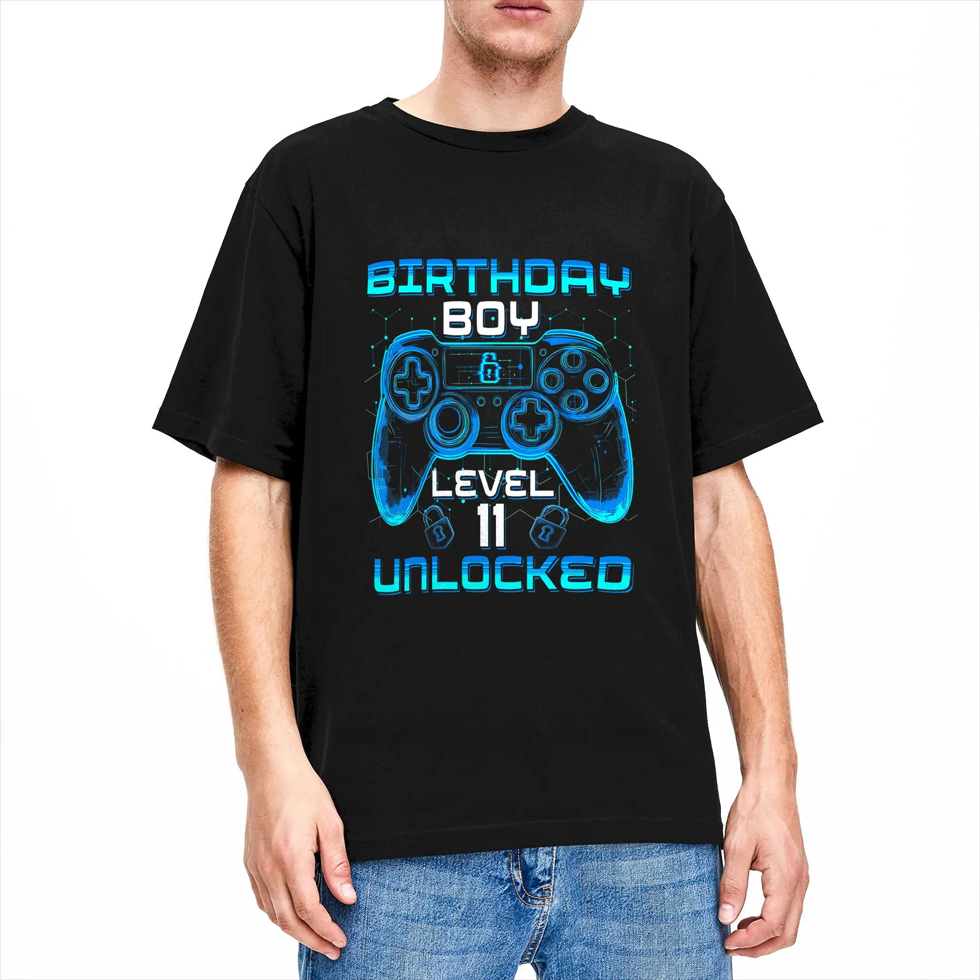 Level 11 Unlocked Video Game Party 11th Birthday Gamer T-Shirt Beach  Trending T Shirts Cotton O Neck Plus Size 5XL Tees