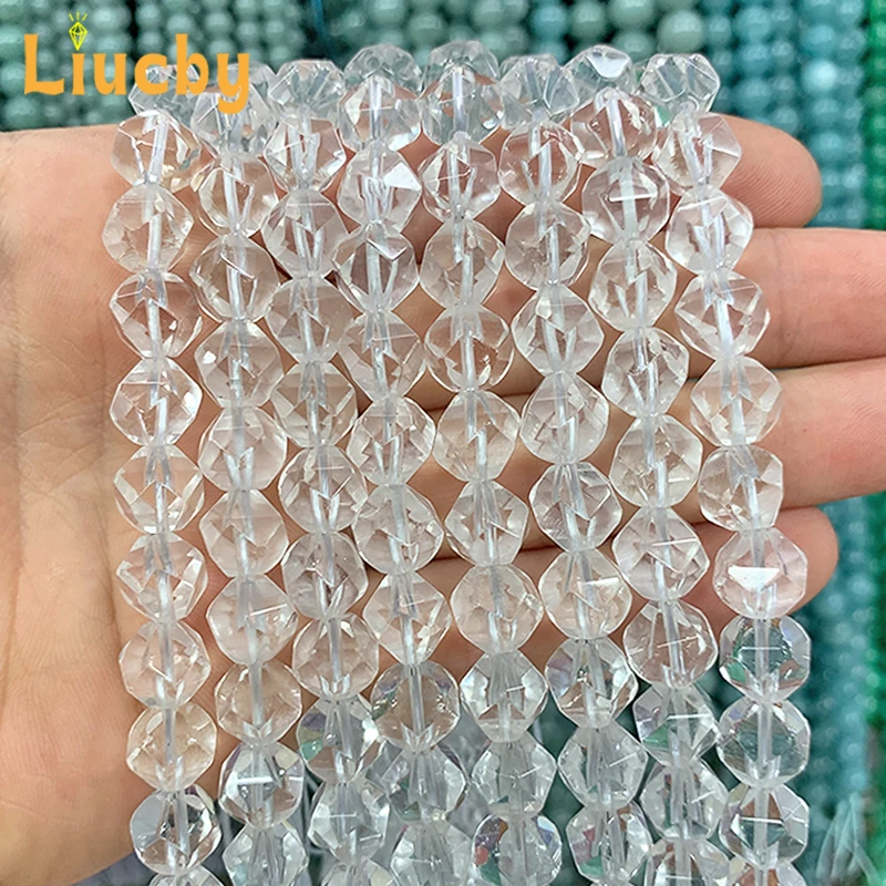 Diamond Natural Stone Faceted White crystal beads For Jewelry Making DIY Shiny dazzling decoration Crafts 15