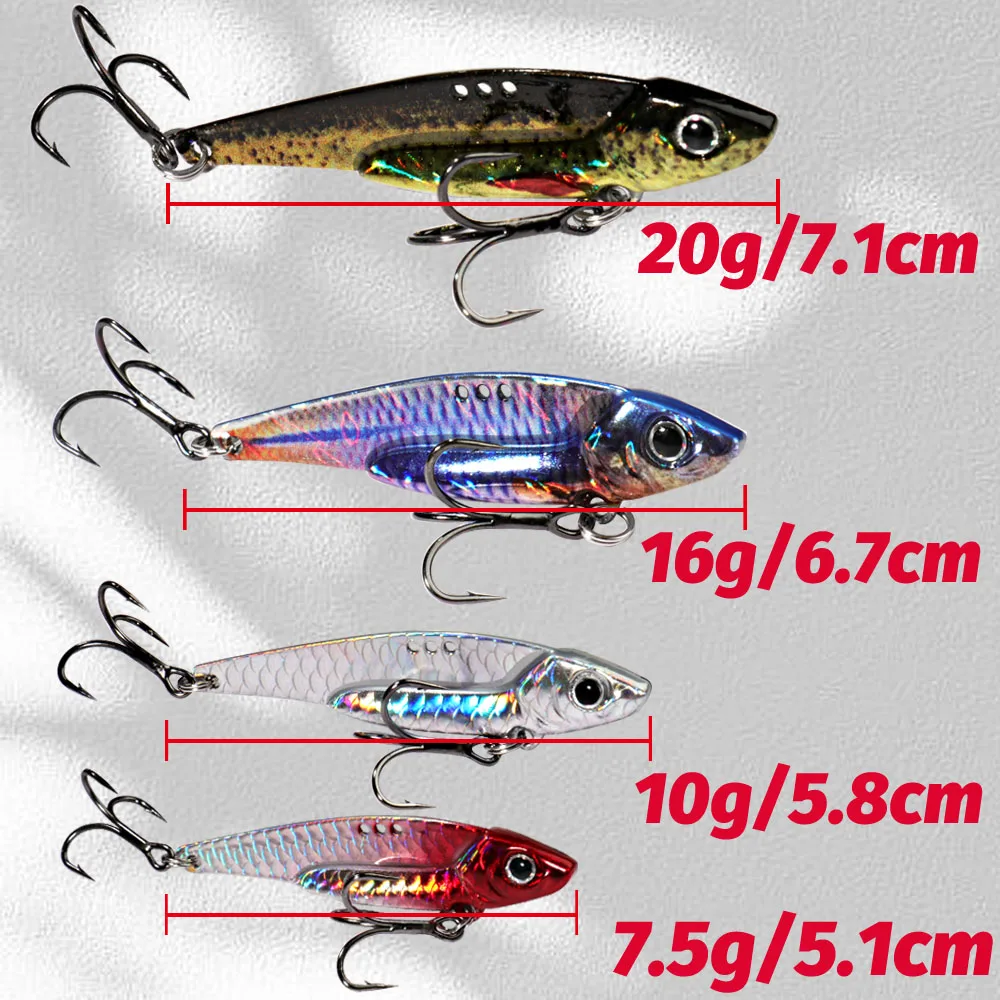 Spinner Spoon Metal Jig Bait 7.5g 10g 16g 20g VIB Tonące ostrze Spinning Treble Hook Spinnerbait Pesca Tackle Sea Fishing Lure — zdjęcie 3