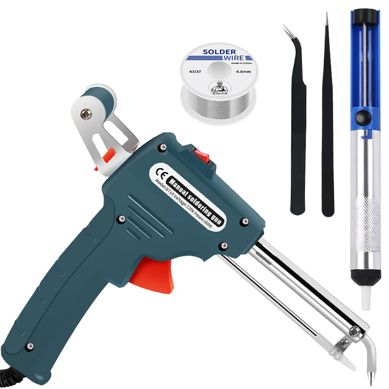 60W Electric Soldering Iron with Automatic Tin Feed, DIY Soldering Gun 220V EU Plug – Portable Soldering Tool for Electronics