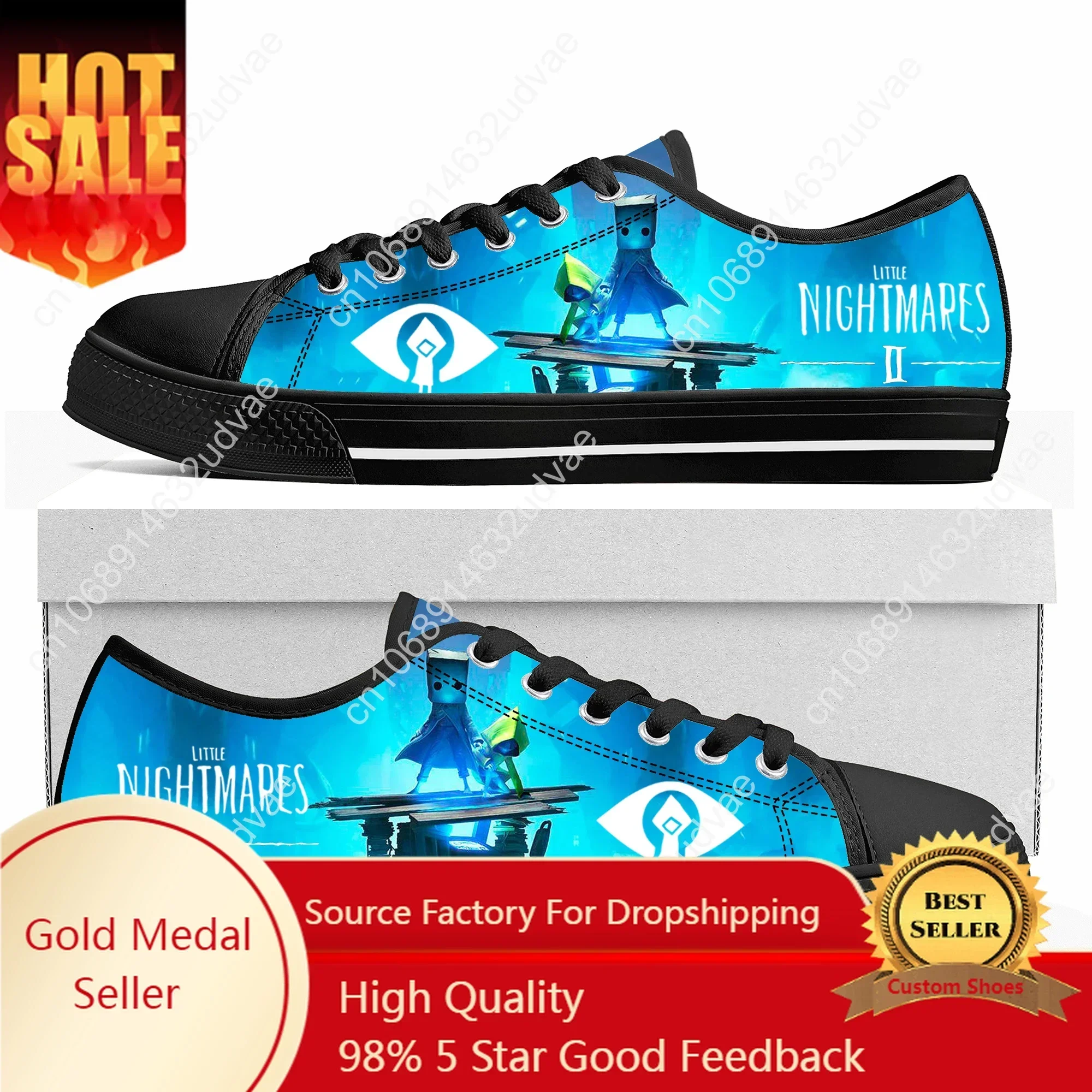 Hot Game Little Nightmares Anime Low Top Sneakers Mens Womens High Quality Canvas Sneaker Couple Shoes Custom Shoe