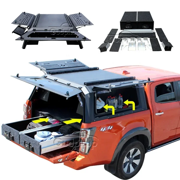 Pickup Steel Hardtop Topper Camper Kitchen Slide Extraction Canopy For GMC Colorado Sierra 1500