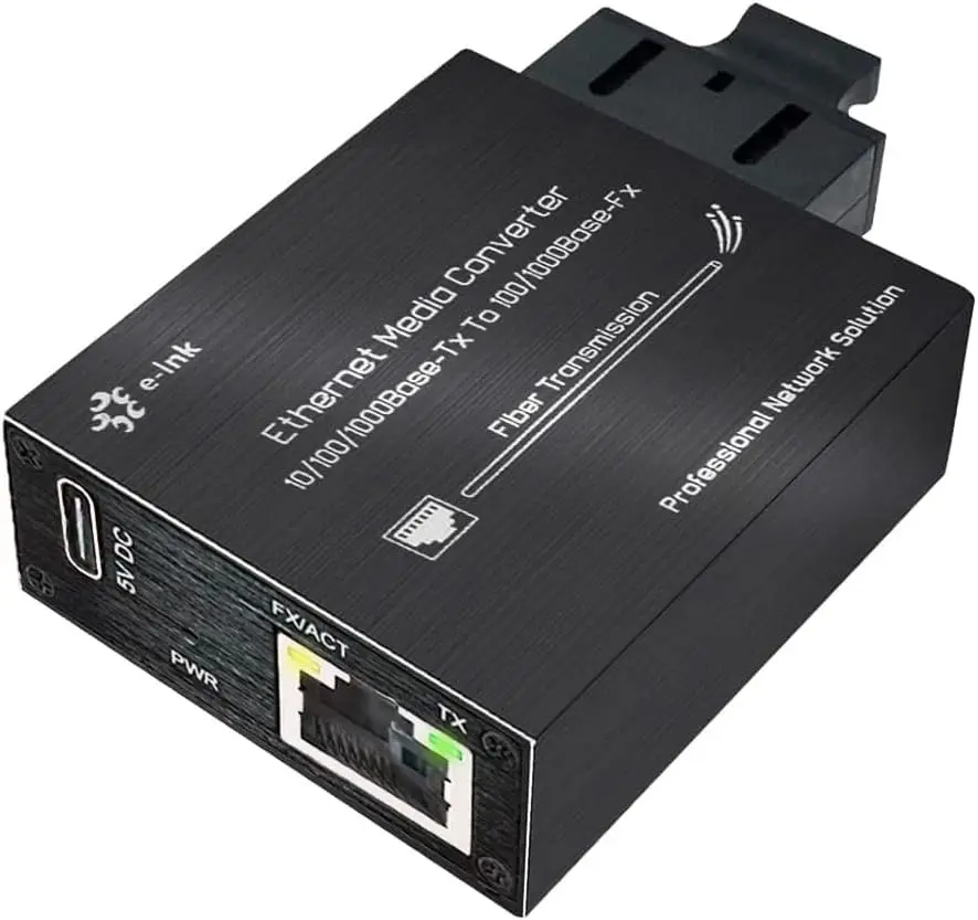 

Ultra Small Gigabit Fiber Media Converter, Duplex SC Single Mode 20km SM 1310nm, USB-C Power Port