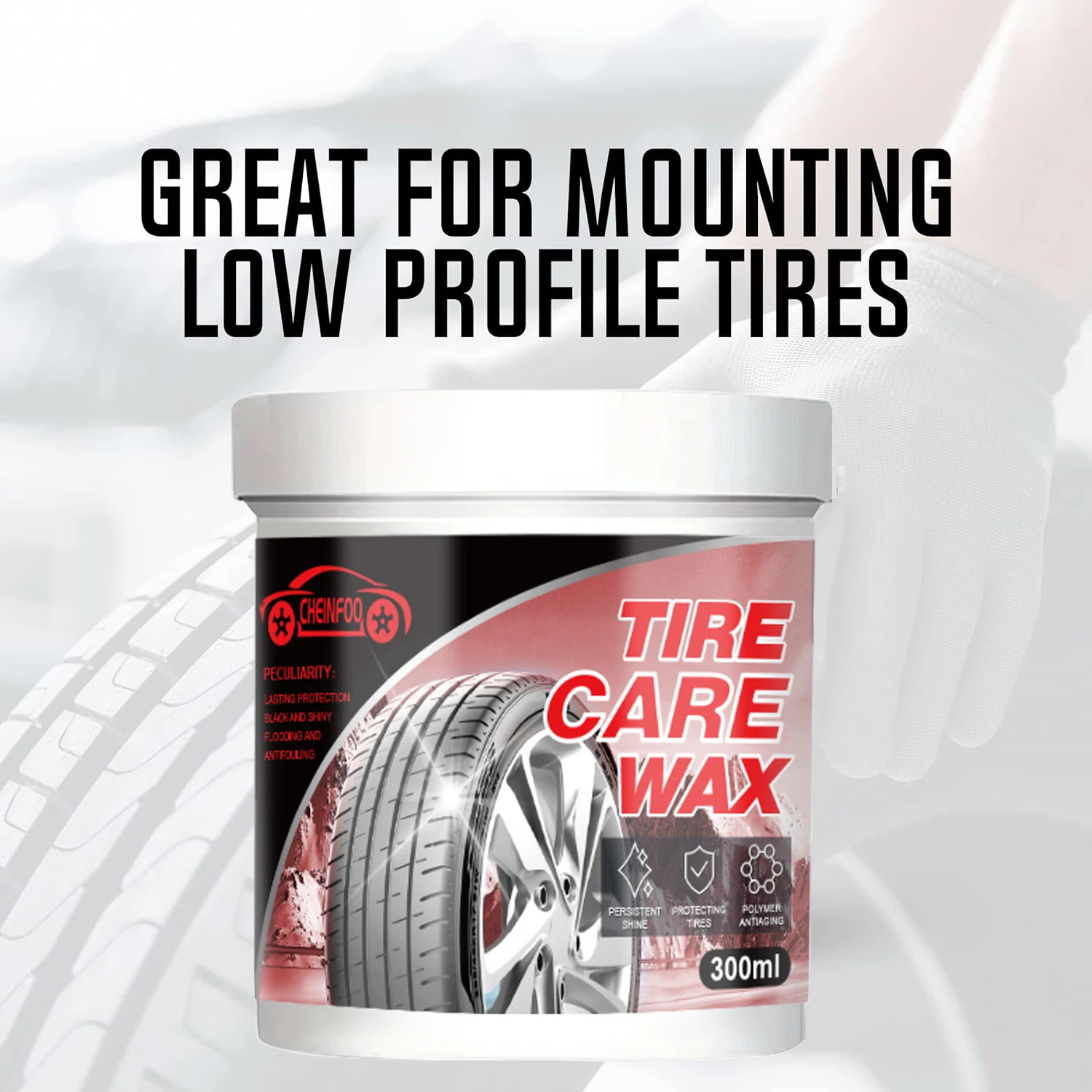 CHEINFOO Car Tire Refurbishment Wax, Black And Bright Coating Paste, Tire Darkening Gloss Durable Bright Decontamination Cleaner