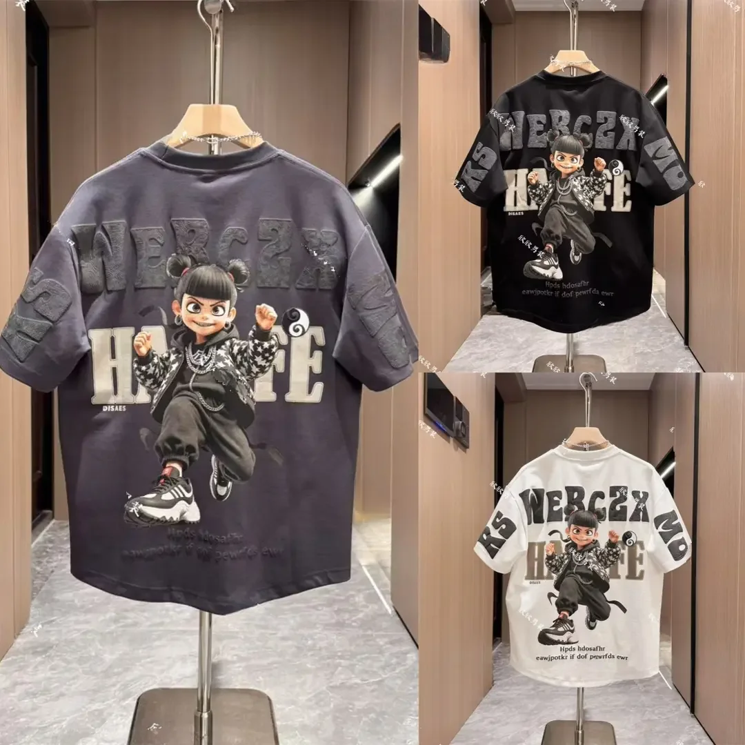 

Креативная футболка Creative Zhang a Na с круглым вырезом и коротким рукавом из чистого хлопка с принтом, повседневный топ для молодежи, летняя модная уличная одежда