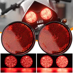 2x LED 12V Brake Stop Light Tail Driving Round Taillight Red Reflector ATV Off Road Motorcycle Signal Lamp Accessories Car Light