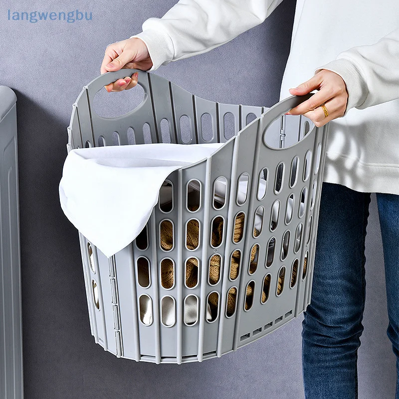 

Modernistic Fold-Up Laundry Basket, Multipurpose Dirty Clothes Can, Wall-Fixed Square Holder in Laundry Area