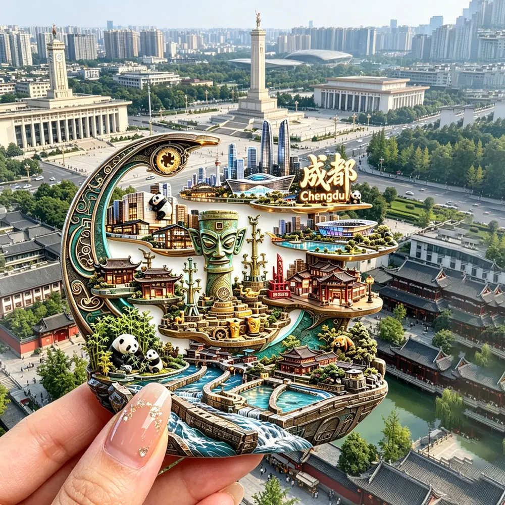Chengdu Panda Base Cultural Creative Magnetic Refrigerator MagnetPremiumSouvenir for Tourist AttractionsChina3DEmbossed Travel