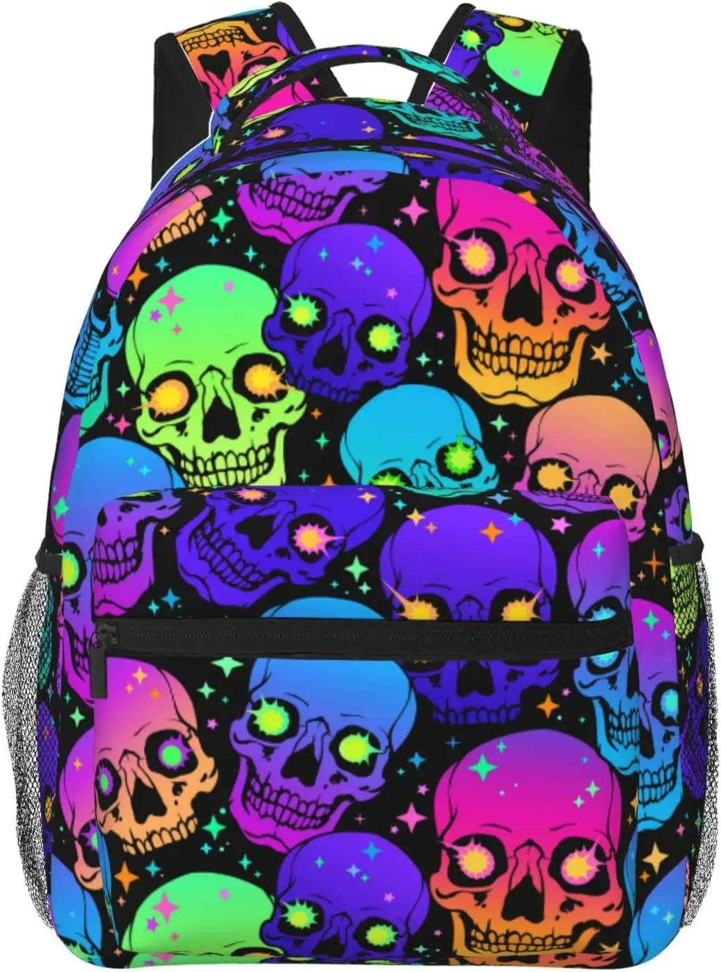 Neon Bright Human Skulls Lightweight Laptop Backpack for Women Men College Bookbag Casual Daypack Travel Bag