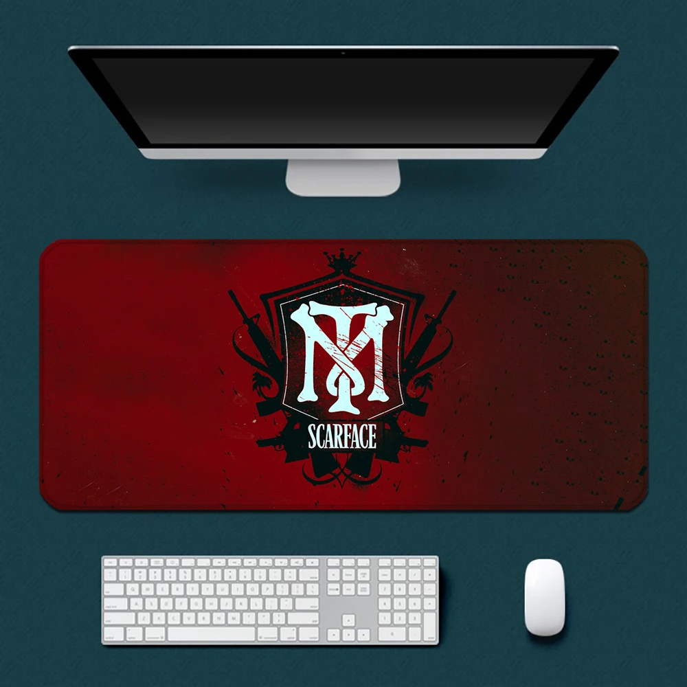 Imagem -02 - Impressão Antiderrapante Mouse Pad para Gamers de Computador Borda de Bloqueio Filme Scarface Tony Montana Computador Teclado pc Mesa Xxl90 x 40cm hd