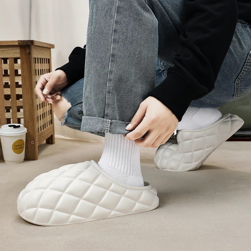 شبشب قطني شتوي للزوجين بفتحات، مبطن للدفء، شبشب قطني مقاوم للماء والانزلاق #1