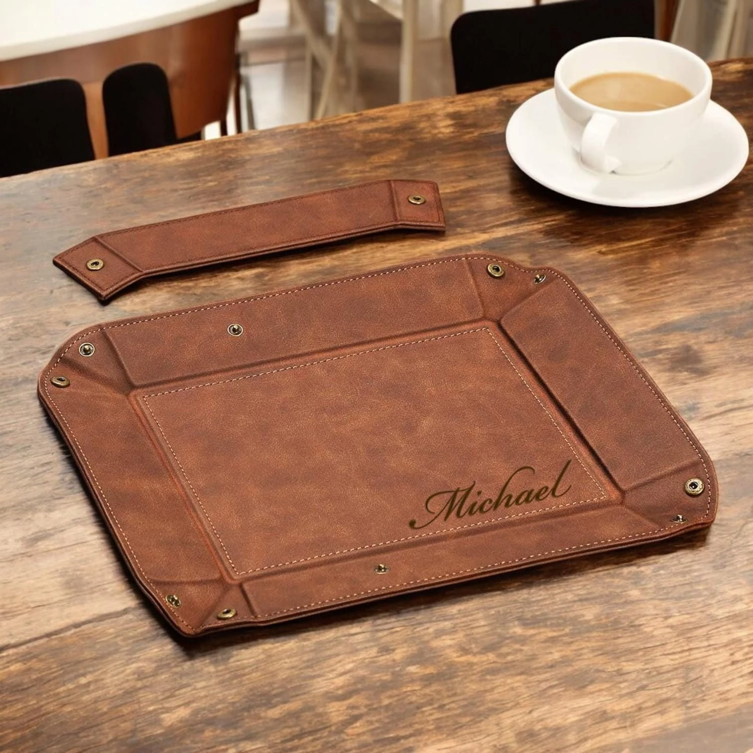 맞춤형 디자인의 PU 가죽 데스크 정리함, 시계, 지갑 - Valet Tray Nightstand Organizer Leather 리뷰 및 가격