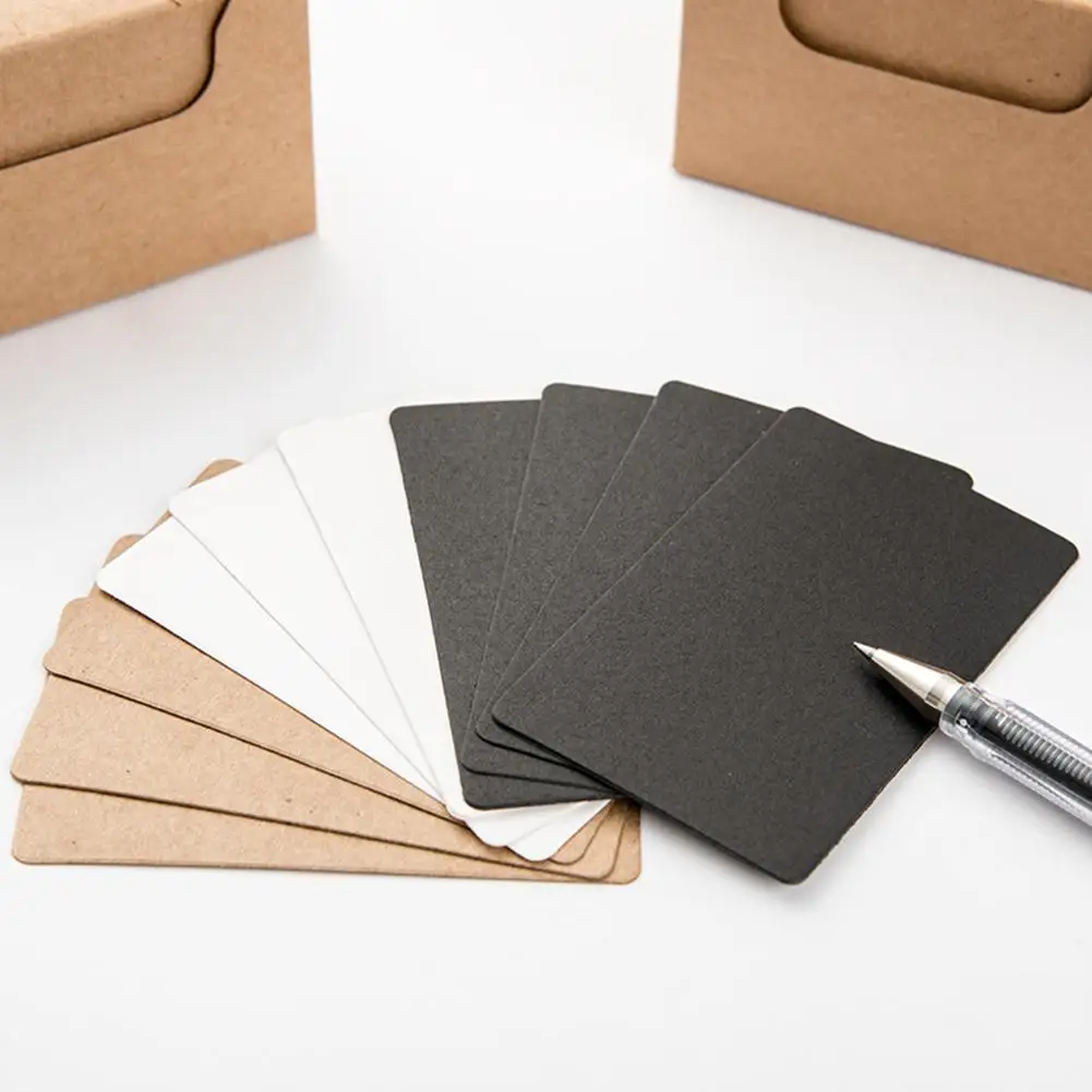 100pcs Double-sided Blank Kraft Paper Business Cards Word Card Message Card DIY Gift Card Dropship