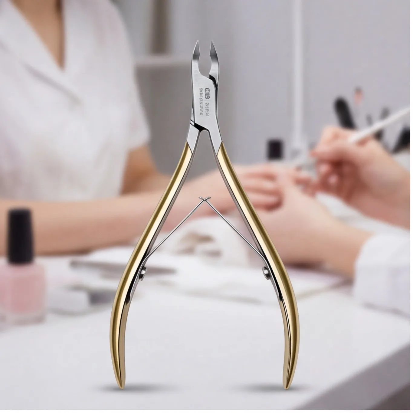 Precision Cuticle Nipper in Light Beige  Stainless Steel, Use for Fingernail Manicure & Pedicure