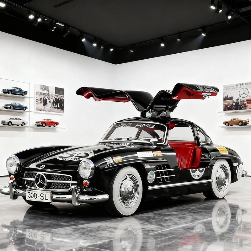 新品 1:18 ベンツ 300SL 合金製カーモデル サウンド＆ライト プルバック式 子供のおもちゃ コレクション 誕生日プレゼント