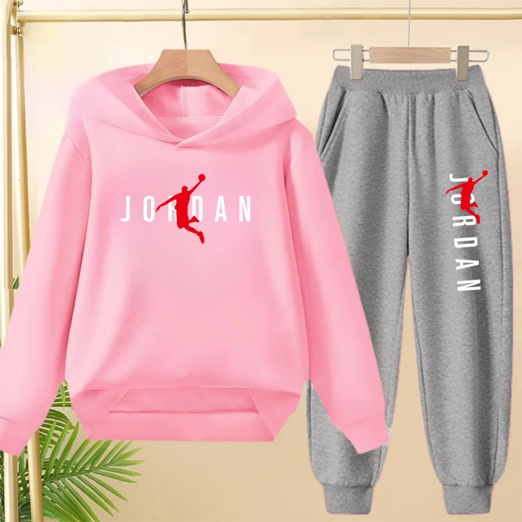 

2026 Spring Autumn kids New Letters Sweatshirt Top+Pants Trend Coat Hoodie Boys Girls Toddler 3-12Yrs Clothing Casual Sports Set
