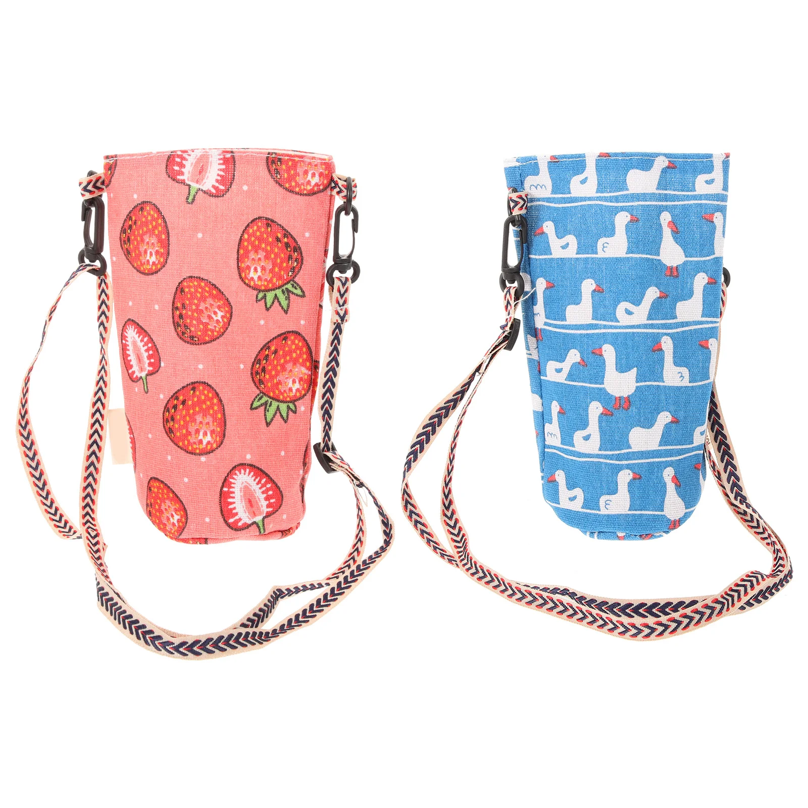 

2Pcs Adjustable Water Bottle Sling Straps Canvas Carrier Bags Scratch Resistant Lightweight Portable Water Bottle Cover