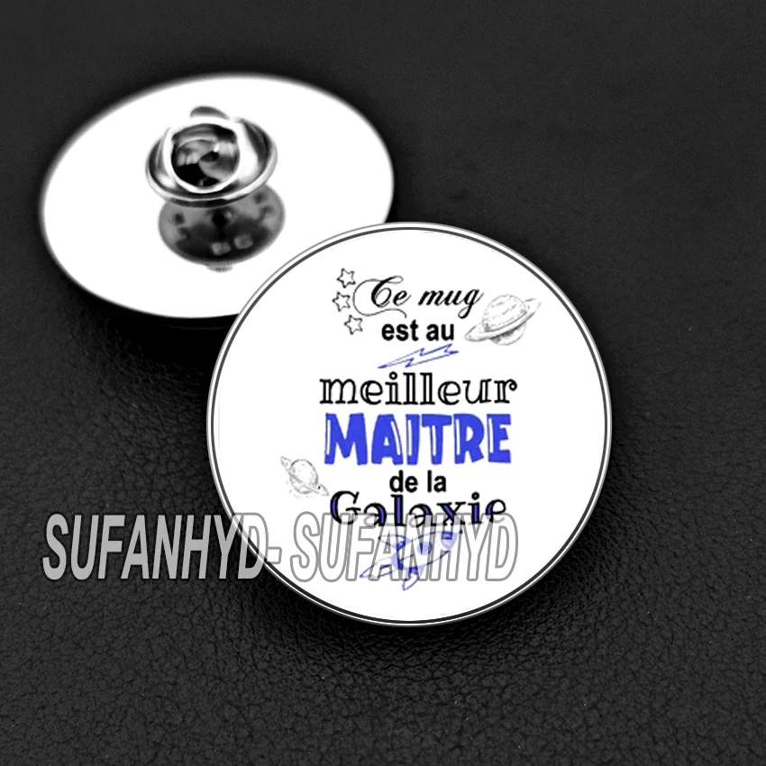 Stainless Steel French Best Maitresse Maitre/ Atsem/ Aesh Pins Gift for Teacher‘s Day Brooch Thanks Gifts for Teacher