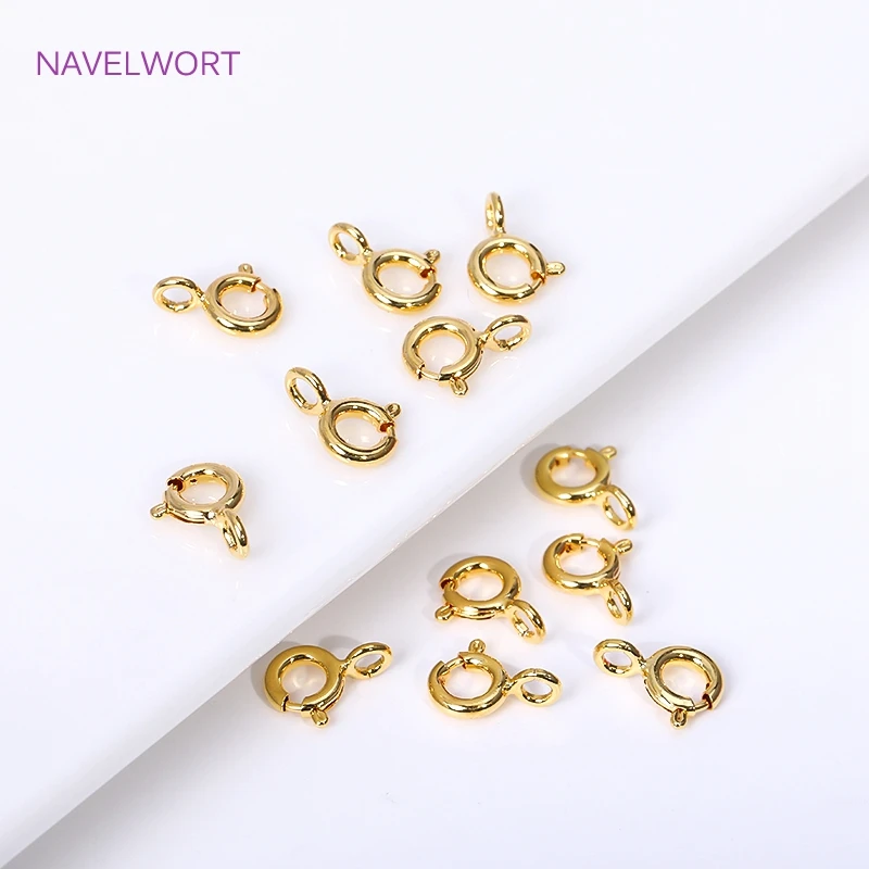 Wholesale 5/5.5/6/7mm 18K Gold Plated Brass Round Claw Spring Clasp For Bracelet,Clasp For Jewelry Making,DIY Jewelry Material