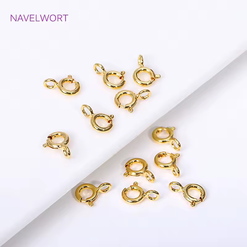 סיטונאי 5/5.5/6/7mm ציפוי זהב 18K מוזהב עגול קלאץ' קלאץ' ליצירת תכשיטים, חומר ליצירת תכשיטים בעצמך