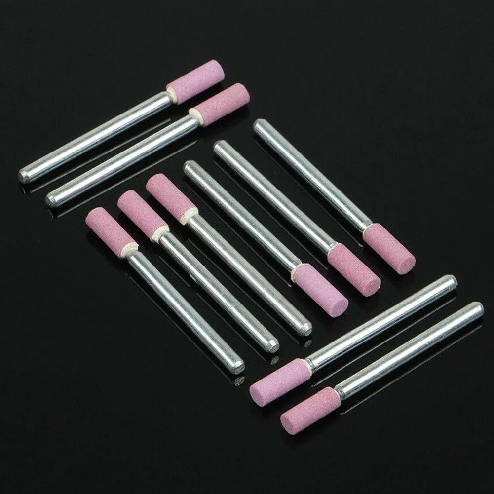 10pcs Mounted Grinding Stones For Rotary Tools, 4mm Shank Chain Saw Sharpening & Deburring Bits Accessories