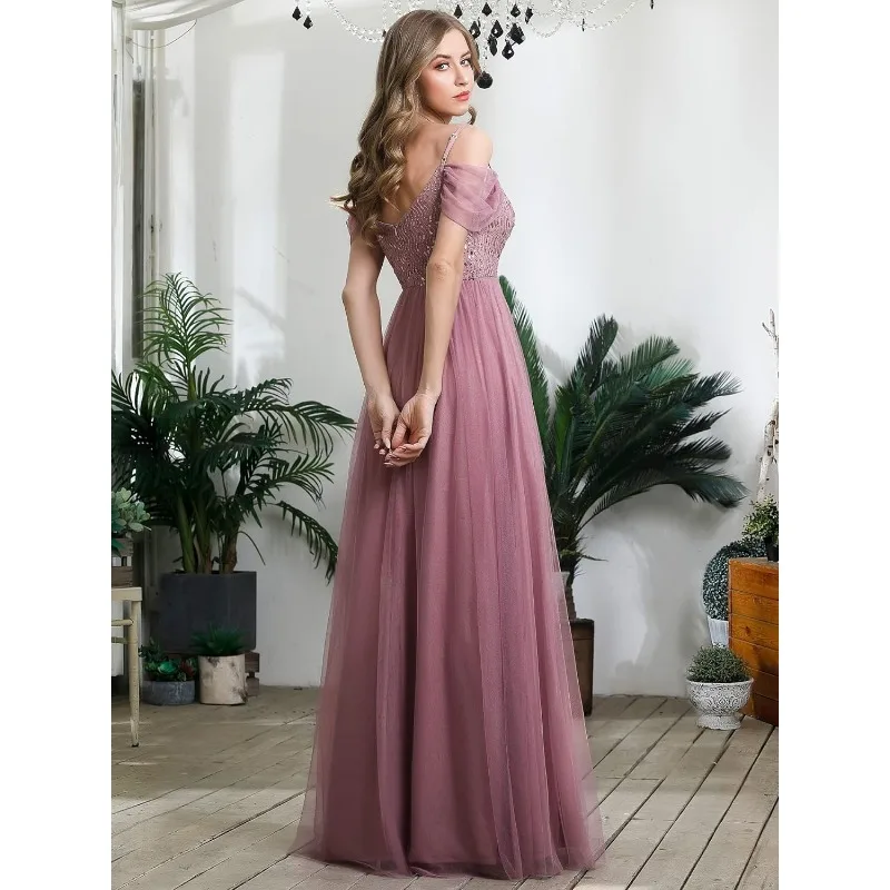 Wakuta elegante Frauen kalte Schulter Maxi Brautkleider A-Linie Pailletten formelle Party Abend Robe de Mariée 2024 Boheme