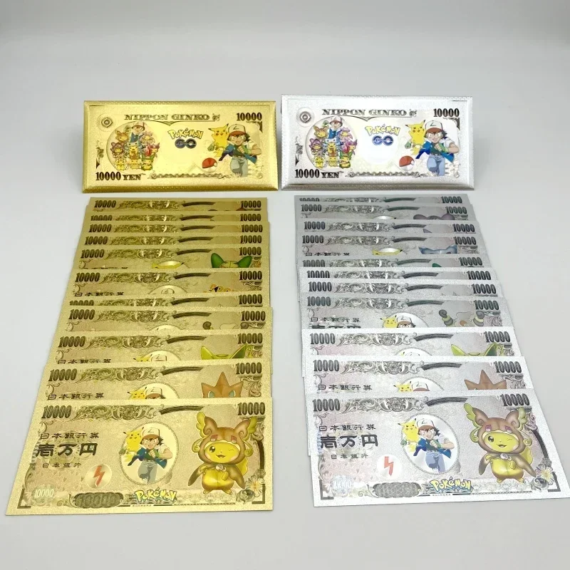 Pokemon Letters Metal Cards Pokémon Commemorative Gold Collection Coins Money Pikachu Playing Game Card Children Kids Toy Gift