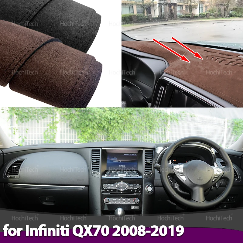 

Car-styling Suede Leather Black/Brown Dashmat Dashboard Cover Pad Mat Carpet for Infiniti QX70 FX35 FX37 FX45 FX50 S51 2008-2019