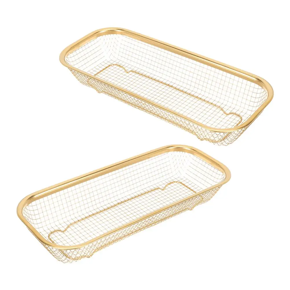 

2 Pcs Steel Chopsticks Basket Golden Long Chopsticks Basket Rectangle Utensil Drying Rack Cutlery Storage For Kitchen