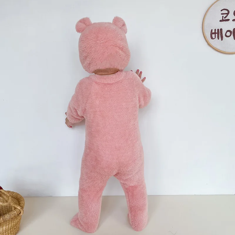 0-36Months Baby Clothes Autumn Winter New Baby Boy's Jumpsuit Mink Velvet Cute Bear Baby Girl's One Piece Clothes