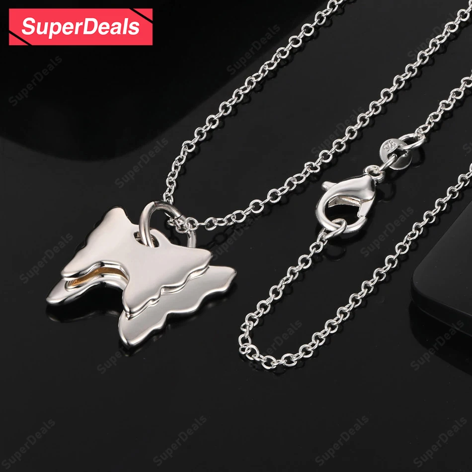 

SuperDeals 925 Sterling Silver Necklace Beautiful Butterfly Pendant For Girls Birthday Gift Christmas Party Fine Cute Jewelry