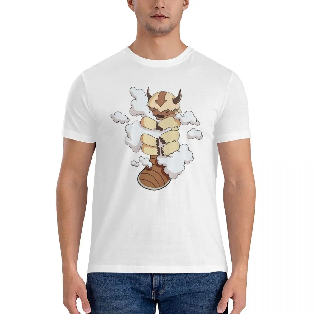 Appa Cuddling Clouds - Avatar The Last Airbender T-Shirt for Men Cotton Oversized T Shirts Men's Tees Short O-Neck Tops S-6XL