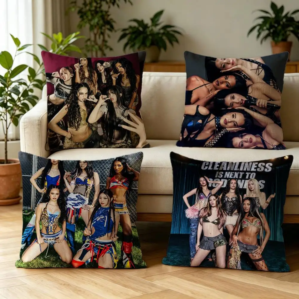 Hot Music K-KATSEYE   Double-sided print Pillow Case Pattern Printed Pillowcase For Living Room Sofa Cushion Cover