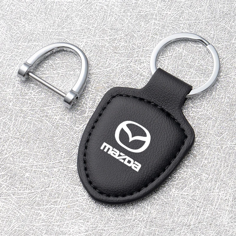 Leather Car Styling Emblem Key Chain Keychain For Mazda 2 3 5 6 BL BM GJ CX3 CX4 CX5 CX-5 CX8 KE KF CX7 CX9 MX5 CX30 Keyrings