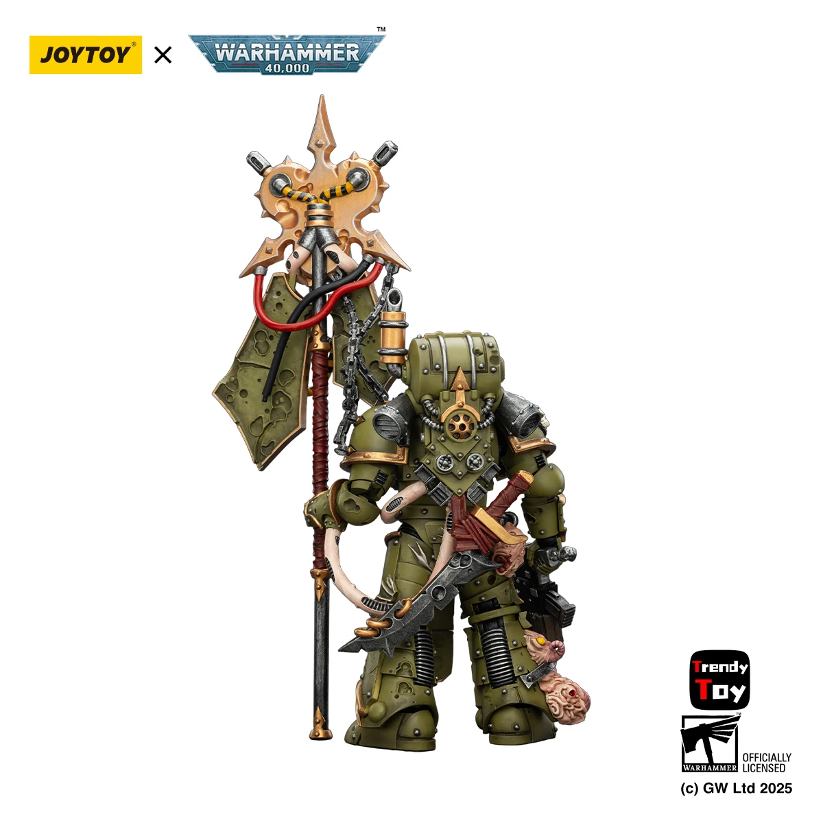 

【24-Hour Shipping】JOYTOY Warhammer 40K Death Guard Plague Marine Icon Bearer with Boltgun and Plague Knife 1/18 Action Figure