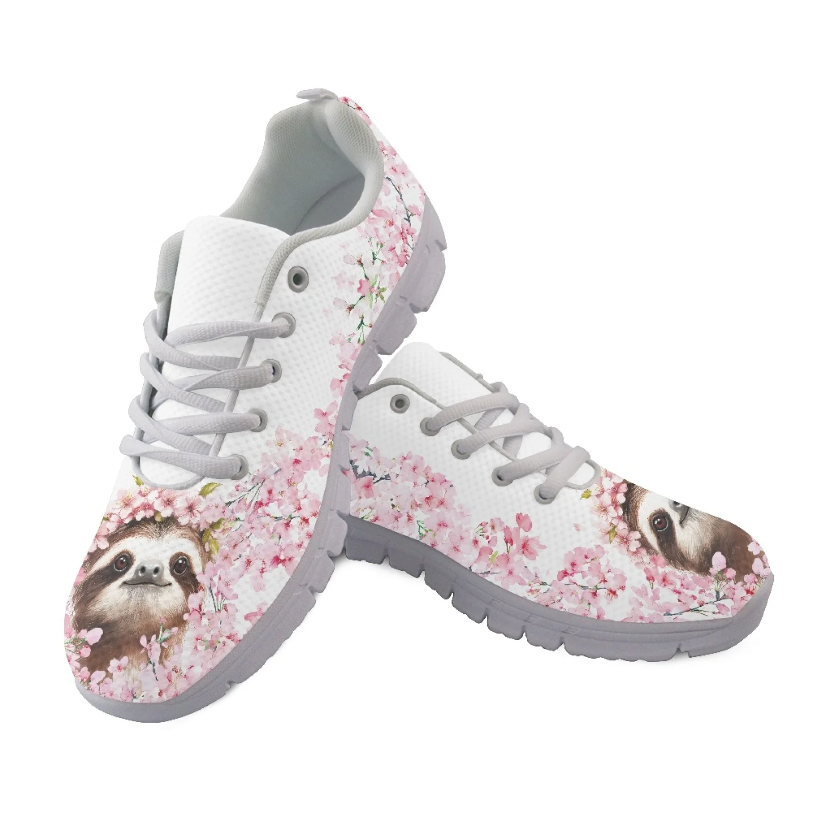 Coloranimal Sakura Sloth Pink Mesh & EVA Sole Mens Lace Up Athletic Trainers Casual Sports Shoes for Women Fashion 2026