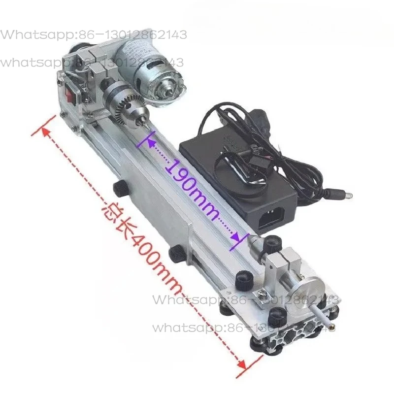 Mini torno multifuncional ajustável, máquina de moagem e polimento, torno para trabalhar madeira, motor 775 80W