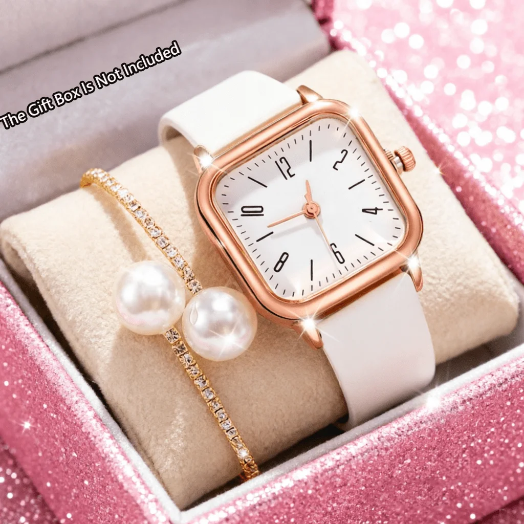 2Pc Trendy Quartz Watch For Valentine's Day, New Year, Easter, Ramadan, Birthdays, The Ideal Gift For Friends And Family