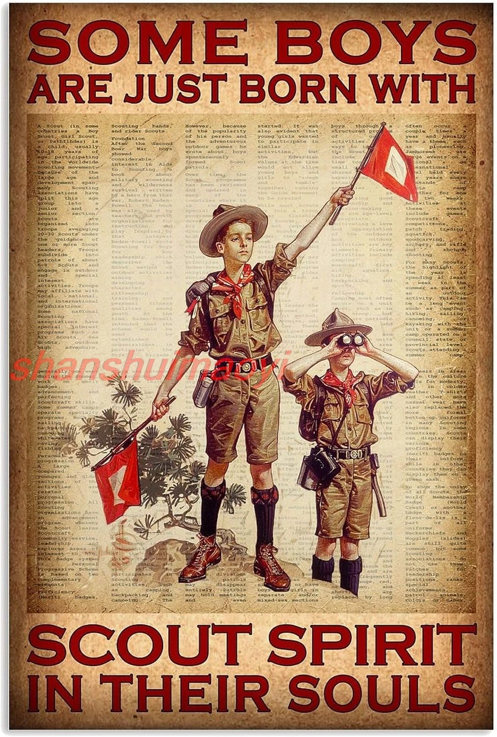 Boy Scout Poster Metal Tin Sign,Some Boys are Just Born with Scout Spirit in Their Souls Aluminum Metal Home Poster Sign Ba sign