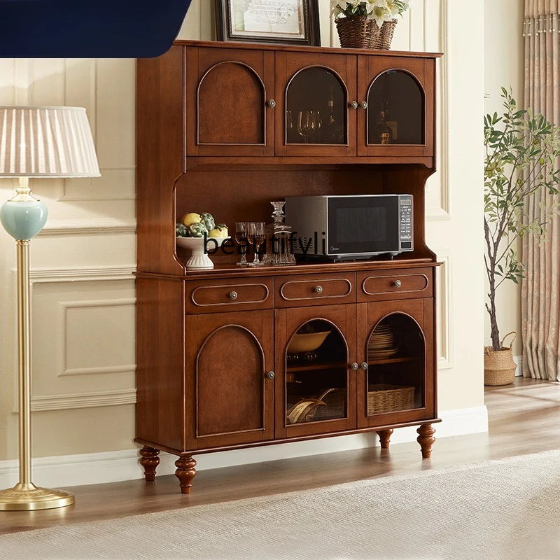 

American-style Solid Wood Sideboard Cabinet Home Storage Cabinet French-style Light Luxury Tea Cabinet