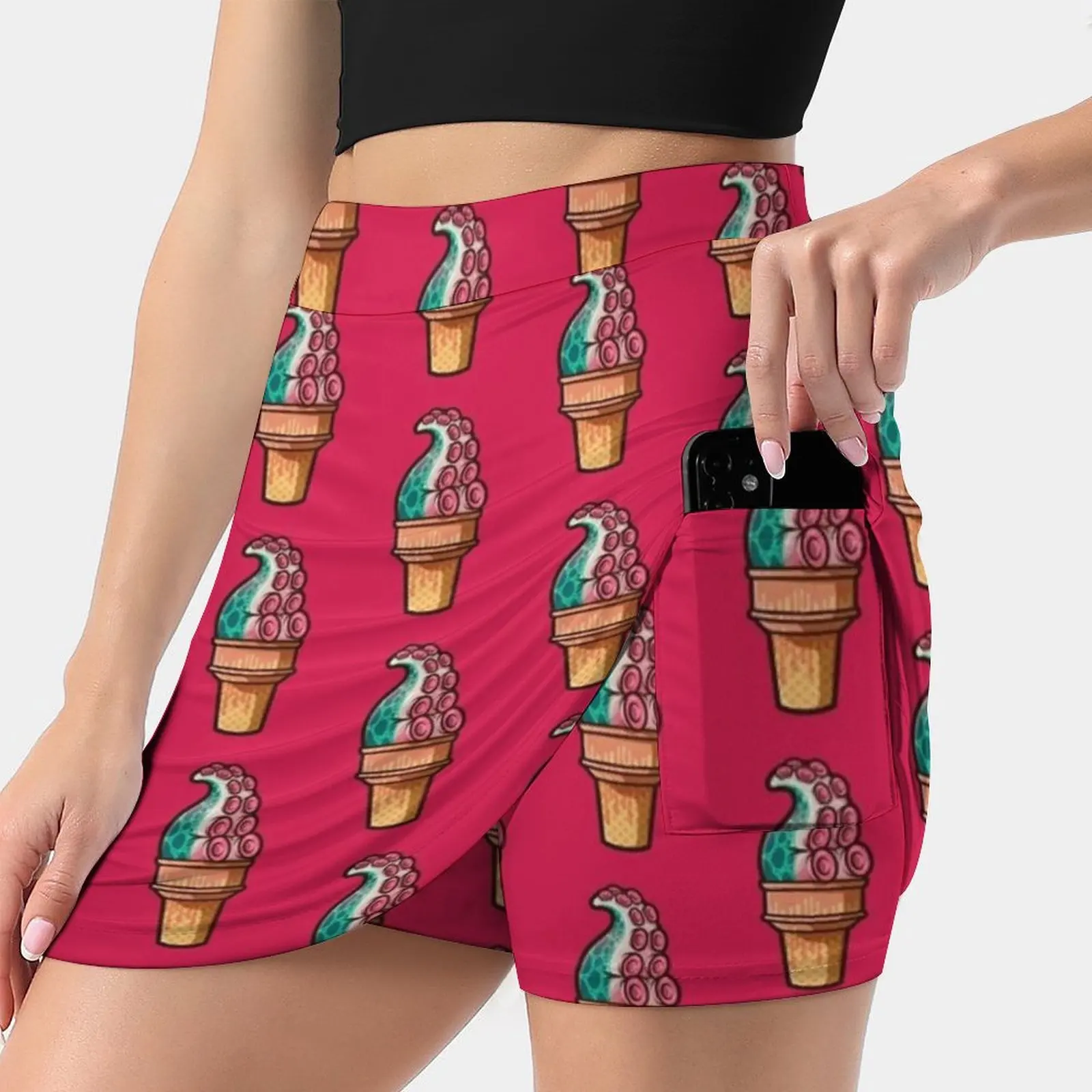 Tentacle Treat ( Gumdrop ) Women's skirt Mini Skirts A Line Skirt With Hide Pocket Tentacle Tentacles Octopus Squid Ice Cream