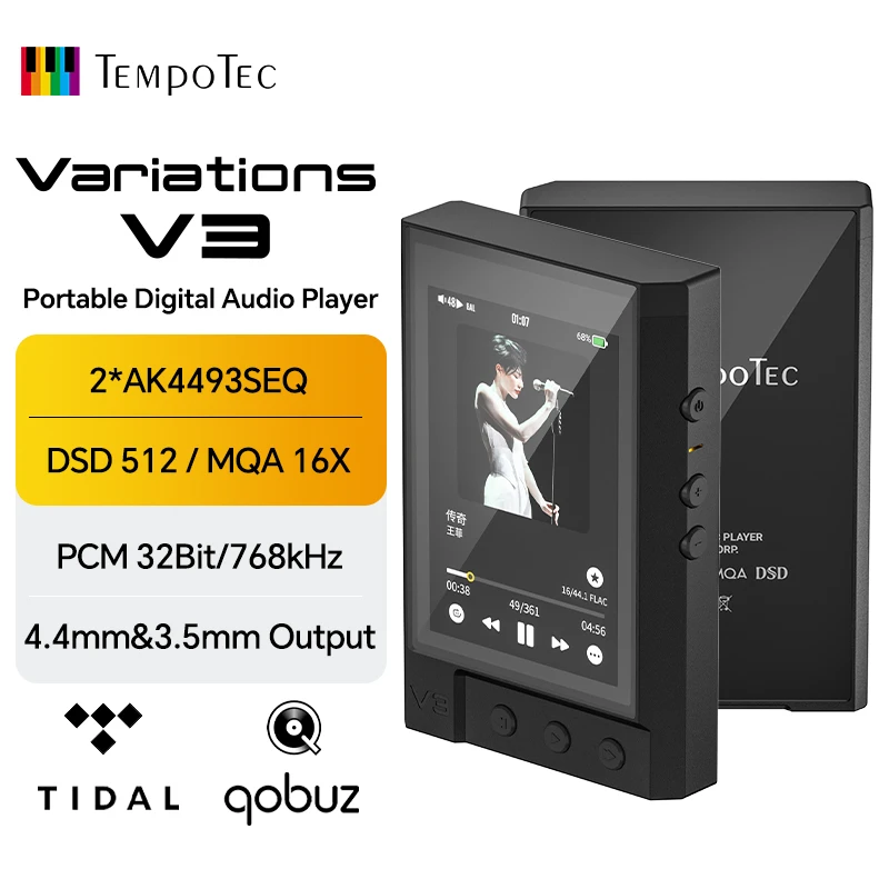 TempoTec V3 DAP Android HIFI Music Player MP3 Portable Dual AK4493SEQ DAC DSD512 WIFI Two-way Bluetooth MQA TIDAL Spotify