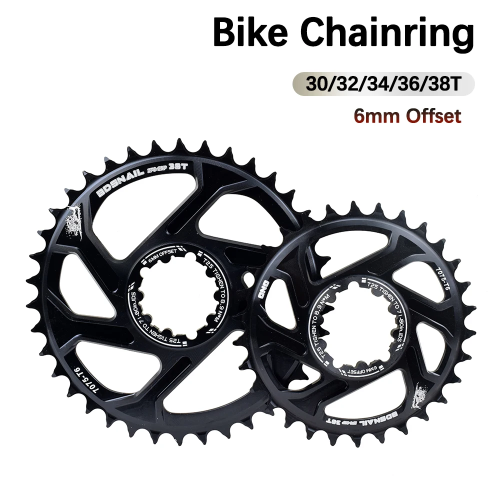 MTB Mountain Bicycle Chainring 30/32/34/36/38T 6mm Offset Aluminum Alloy Bike Chainwheels Cranksets Plate For SRAM XX1 X9 XO