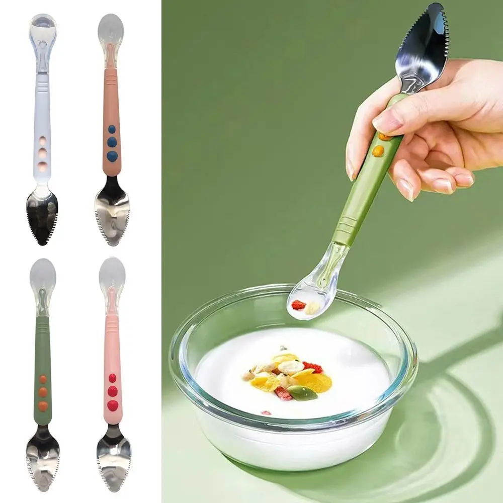 Double-Ended Fruit Puree Spoon High-quality Silicone Baby Tableware Complementary Food Spoon Feeding Spoon