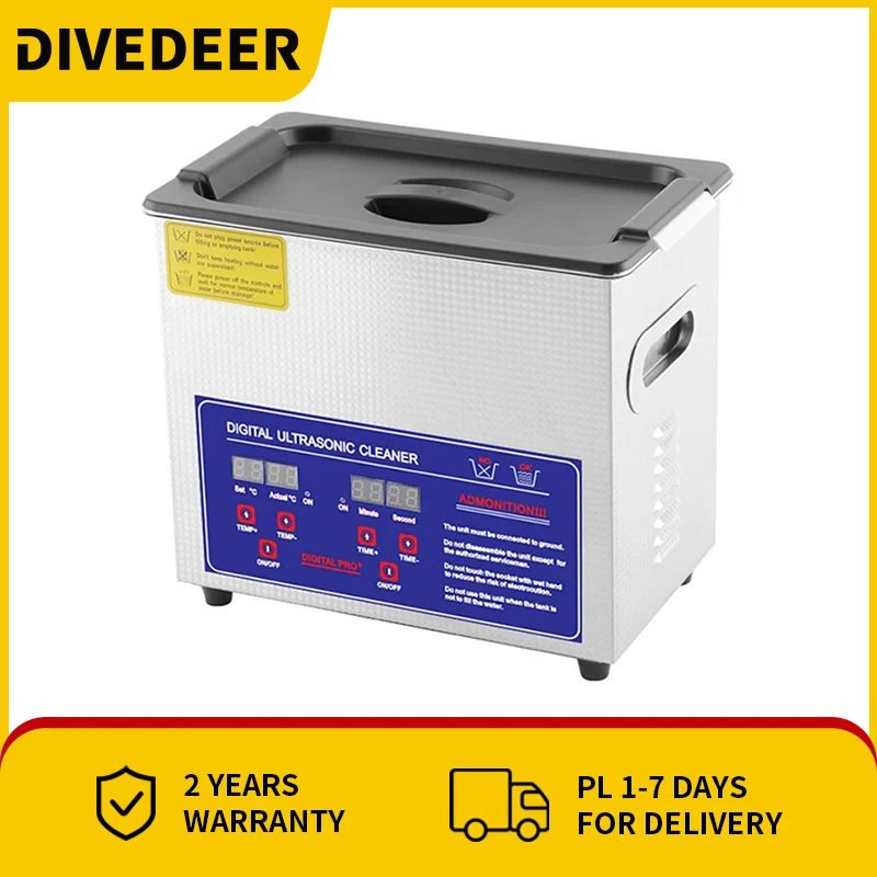 DIVEDEER 3L デジタル超音波クリーナー 40Khz 家庭用ステンレス鋼水タンククリーナー超音波洗浄義歯時計