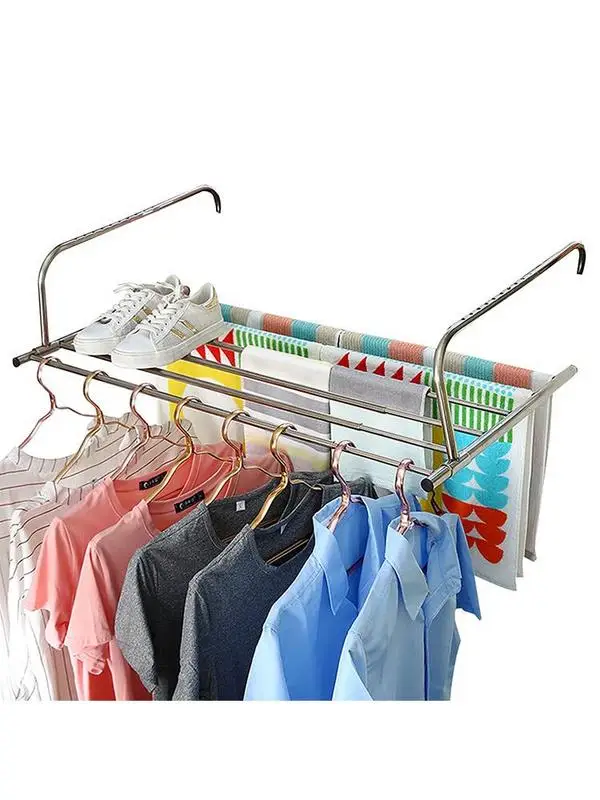 

Balcony Clothes Airer Stainless Steel Extendable Towel Rails with 360 Degree Rotation 3 Sizes Balcony Airer Clothes Dryer