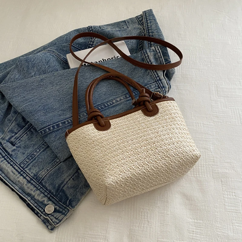 Neue Stroh Gewebte Umhängetaschen Für Frauen Sommer Urlaub Eimer Schulter Taschen Sommer Am Meer Strand Handtaschen – Detail 16