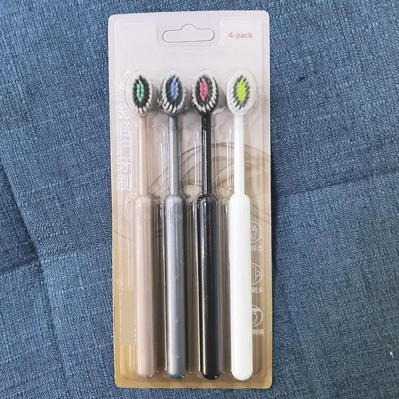 Soft Bristle Manual Toothbrushes 4 Pack Convex Olive Brush Head Deep Cleaning Food Grade Material for Sensitive Teeth