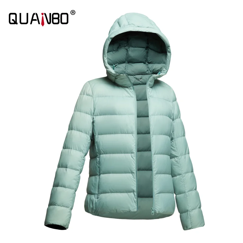 Top Grade Woemn Office Lady Down Jackets 2023 New Autumn Winter Hooded Ultra Lightweight 90% White Duck Female Coat