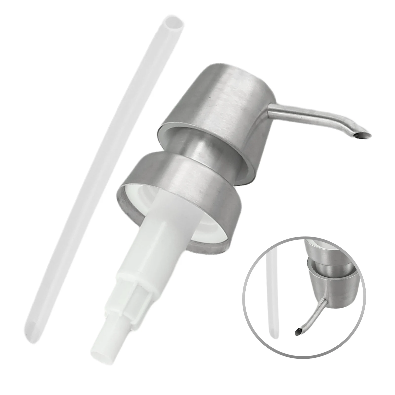 Soap Dispenser Pump Head 304 Stainless Steel Lotion Bottle Dispenser Soap Head-Liquid Pump Dispenser Press Head For Travel